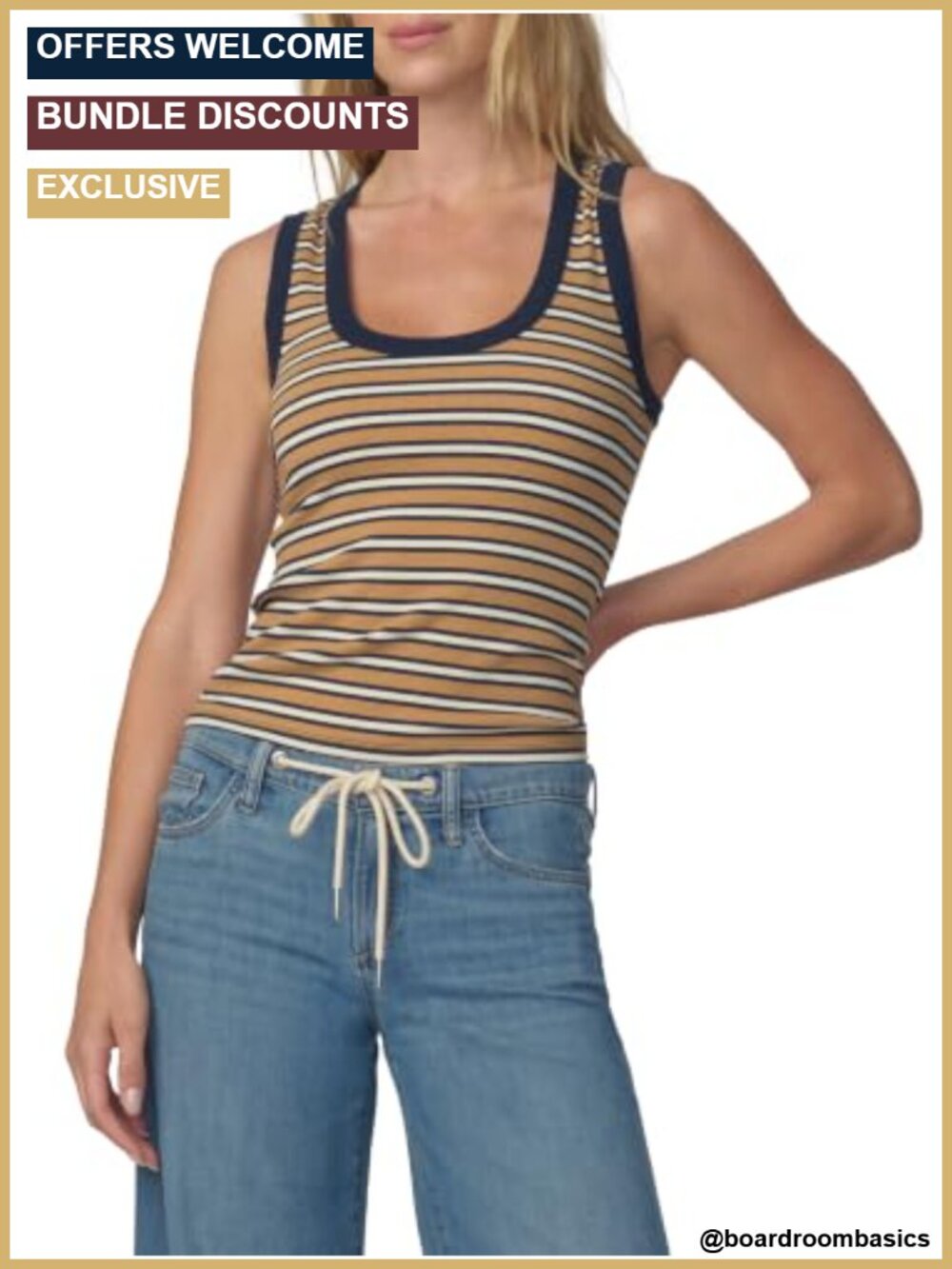 U-Neck Tank Top Cotton Spandex Sleeveless Scoop Neck Layering Staple